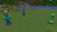 A field of mobs at night as seen with the night vision effect (Image via Mojang)